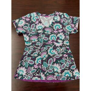 Vera Bradley Halo Collection Frida Empire Waist Print Scrub Top Size X-Small